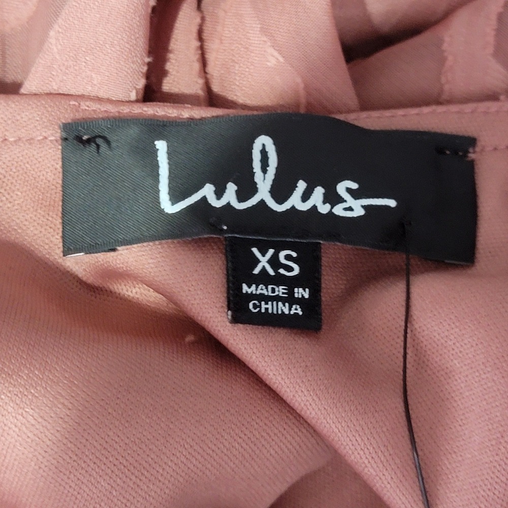 Lulus Days of Beauty Skater Dress XS Pink Burnout Floral Surplice V-Neck Mini - Picture 7 of 12